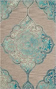 SAFAVIEH Dip Dye Collection 2' x 3' Grey / Turquoise DDY510C Handmade Medallion Premium Wool & Silk Accent Rug