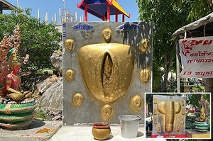Golden genital statues worshipped at Buddhist temple: 'The origin of life'