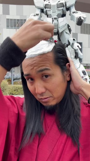 GUNDAM unicorn🦄I have unicorn too #ASMR #SAMURAI #shaving #razor #topknot #侍 #shavingtime #gundam