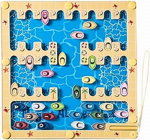 Magnetic Alphabet Letter Maze - Educational Montessori Toy for Kids 3+ Year Old, Wooden Puzzle Activity Board, Fine Motor Skill Toys for Toddlers, Gift Idea for Boys and Girls 3 4 5 Year Old