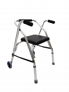[Hot Item] Two-Wheels Folding Elderly Walking Aid with Seat Foldable Medical Adults Walker