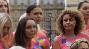 Loose Women star goes topless outside Parliament campaigning for 'game-changing' cancer drug