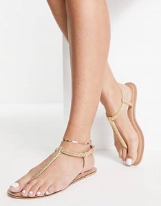 Accessorize embellished toe post sandals in rose gold | ASOS