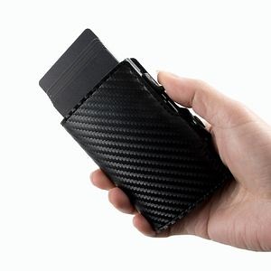 [Hot Item] 2024 Carbon Fiber Red Coin Case Automatic Pop up RFID Credit Card Holder