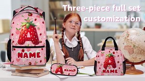 Custom Kids Backpack, Personalized Flower Monogram Bookbag for Girls, Girls Gift, 17 Inch Initial Backpacks for School Hiking Travel Camping