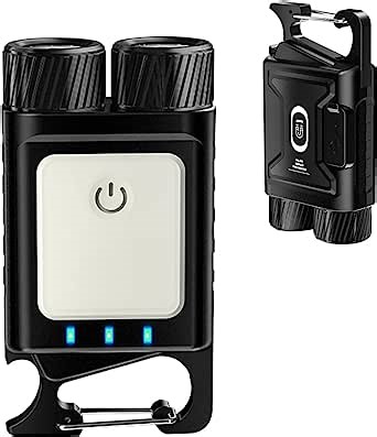 Mini Flashlight, Waterproof Keychain Flashlight Mini Pocket LED Keychain Flash Light - 9 Mode Black Magnetic Suction