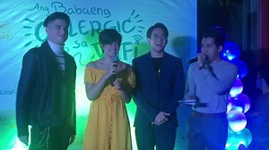 Ang Babaeng Allergic sa Wifi cast members Markus Paterson, Sue Ramirez, and Jameson Blake at the #RedCarpetPremiere here in #GatewayCineplex #ABASWatGatewayCineplex #ABASWRedCarpetPremiere #PPPatGatewayandAliMallCineplex | Gateway Cineplex 18