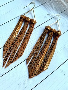 Boho Western Leopard Print Leather Fringe Earrings, Hypoallergenic - Etsy Canada