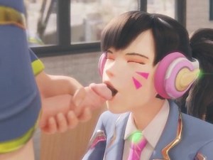 D.Va Gets Surprised With a Big Cock and a Cumshot