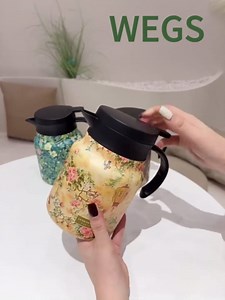 Vintage Floral Pattern Tea – Built-In Infuser, Tea Infuser, Stainless Steel Thermal Carafe with Lid for Hot Drinks