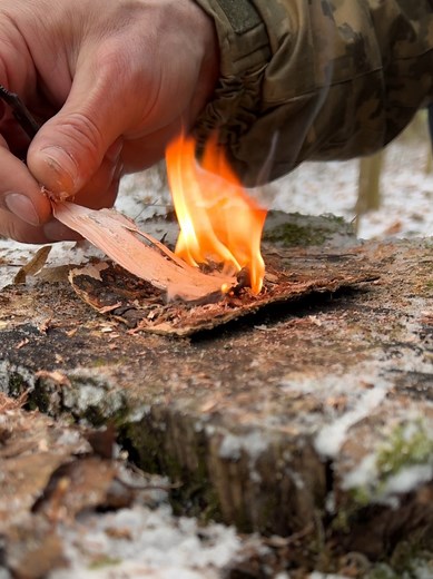 Survival skills, bushcraft: how to easily start a fire in the winter in the forest. #bushcraft #survival #lifehacks