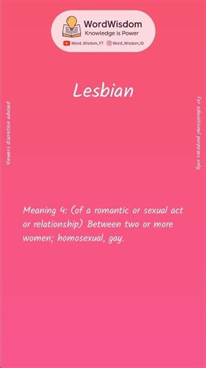 What does "Lesbian" mean? | English vocabulary shorts | #lesbian #wordwisdom
