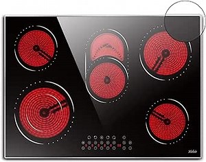 Hobsir 30 Inch Electric Cooktop, 5 Burners Cooktop, Electric Stove Top Burner, 8400W Drop-in Ceramic Stove Cooktops with Glass Metal Frame, Timer, Safety Lock, 220-240V, Hard Wired (No Plug) Cooktops