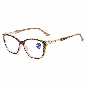 Brown Leopard Print Square Oversized Reading glasses Blue Light Blocking Metal Presbyopic Glasses Readers for Women +1.00 - Walmart.com