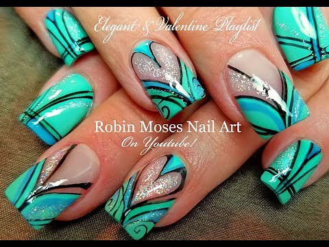 Holo Heart Striped Hand Painted Nails | Beautiful DIY Nail Art Design Tutorial