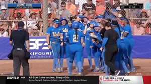 How about a first career home run to stretch the lead 🤩 #NCAASoftball x 🎥 ESPN2 / UCLA Softball | NCAA Softball