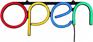 Open Neon Sign for Store, Shop, Business Storefront Advertising LED Light Up Decor, Ultra Bright Lamp, Colorful