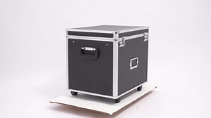Portable File Storage Box with Handle, 19.2x15x16" Locking Mobile Busniness Case on Wheels, Large Aluminum Alloy File Lock Box, Hand Pull File Case for Document, Letter, Notebook, Letter & Pen (Black)