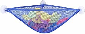 Bath Toy Organizer, with 3 Strong Suction Cups Mounted Bath Toy Storage Net & Bathroom Corner Shower Caddy Bag Bathroom Storage bag (Blue)