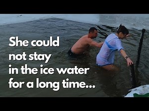 winter swimming - ice holes in the form of a cross