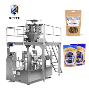 [Hot Item] Kitech Automatic 8 Station Premade Bag Granule Pistachio Nut Form Fill Seal Wrapping Flow Packaging Packing Filling Sealing Machine