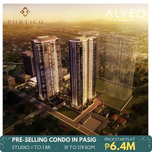 𝐏𝐑𝐄-𝐒𝐄𝐋𝐋𝐈𝐍𝐆 𝐂𝐎𝐍𝐃𝐎 𝐛𝐲 𝐀𝐥𝐯𝐞𝐨 𝐋𝐚𝐧𝐝 ⭐Price starts at ₱6.4M⭐ 📌Ortigas CBD, Pasig City Portico is a distinct urban courtyard community with a versatile mixed-use residential development of high-rise residences, brownstone-inspired townhouses, and verdant environments that create a rare breathing space amidst a bustling CBD. Size Range: approx. 30–278 sq.m. | 323–2820 sq.ft. Price Range: (as of September 2023) STU - PHP 6,433,000 to 7,781,000 1BR - PHP 10,867,000 to 12,318,00