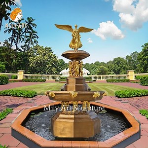 [Hot Item] Garden Ornament Large Golden Bronze Water Fountain with Angel Statue