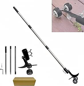 Crevice Weed Eater Bend Hook Push No-Bend Weed, Crevice Weed Puller Tool, Stand up Weeder, Sidewalk Crack Weeder, Adjustable Weeding Cleaning Tool for Garden Patio Backyard Lawn ( Color : With pole )