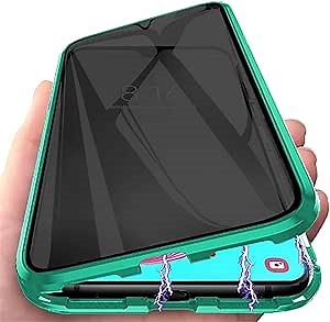 Privacy Magnetic Case for Samsung Galaxy S20 Plus, Anti Peep Tempered Glass Full Body Case, Front & Back 9H Tempered Glass, Privacy Screen Protector Metal Frame Anti Spy Case Cover, Green