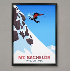 Mount Bachelor Ski Resort Poster: Oregon USA Travel Print - Etsy