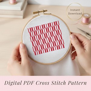 Yagasuri Cross Stitch Pattern | Japanese Geometric Design (PDF Pattern) | Red - Etsy