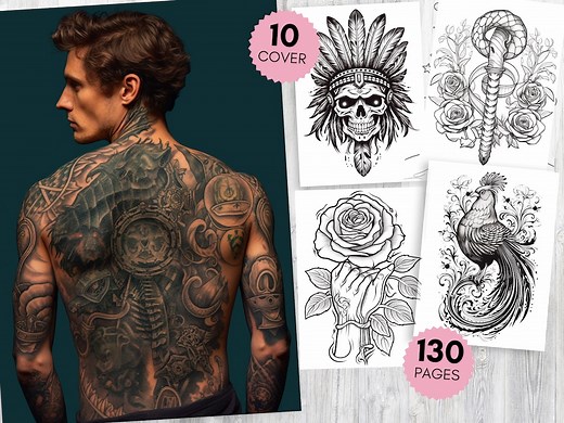 130 Printable Tattoos Coloring Pages for Kids and Adults , Grayscale Adult Coloring Book PDF, Printable Cute Tattoo Coloring Sheets - Etsy