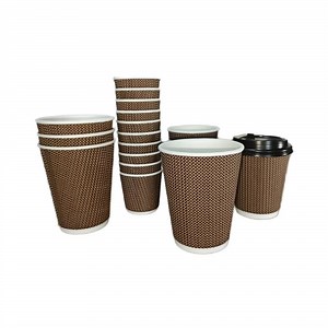 [Hot Item] 8oz Disposable Corrugated Wall Biodegradable Drinking Paper Coffee Cup with Lid