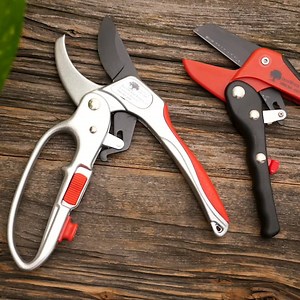 This smartly designed ratcheting pruner multiplies your hand strength by up to 7x, giving you more force with less effort. The curved blade and ergonomic grip works on all kinds of wood, making it easy to get those shrub-, tree-, and bush-trimming jobs done. | Grommet