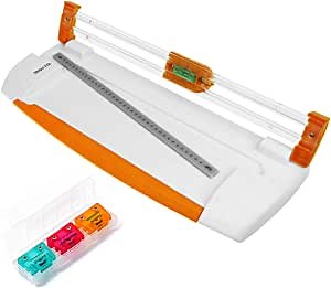 Rotary Paper Trimmer (8-Inch Cutting Length, Includes 3 Blade) Portable Paper Cutter with Side Ruler for Scrapbooking Craft, Coupon, Label, Cardstock, Photo,Gift Card