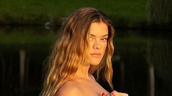 Logan Paul's pregnant fiancée Nina Agdal, 32, poses nude on a rock