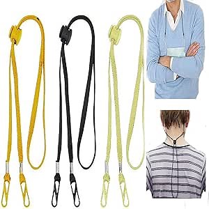 Adjustable Length Face Mask Lanyard | Mask Strap, 3 pcs Handy & Convenient Safety Mask Holder & Hanger, Comfortable Around The Neck Facemask Rest & Ear Saver Black Navy Gray