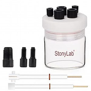 stonylab Electrolytic Cell, Borosilicate Sealed Electrochemical Cell Kit Reactor Electrolyzer with 5-Hole PTFE Lid, 50 ml