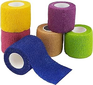 Self Adhesive Bandage Wrap, 2" X 5 Yards Bandages For Sensitive Skin, Vet Wrap, 6 Pack Bandage Tape, Stretch Cohesive Bandages Elastic Bandage Wrap For Wounds Finger Sports Wrap Wrist, Ankle, Swelling