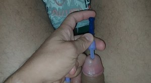 injecting the adapter into the penis to be transfused