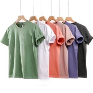 [Hot Item] Wholesale Unisex Short Sleeve Blank Organic Cotton Tshirt Heavy Men's T-Shirt with Pocket