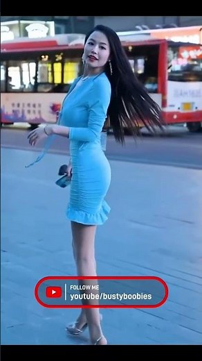 Asian Busty Woman in blue dresses #shorts #viral #beauty