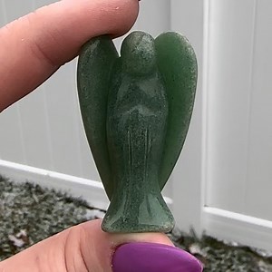 Green Aventurine Crystal Mineral Rock Carving Praying Angel Figure 2”