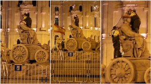 There were no fans or players... but Cibeles still got her Real Madrid scarf