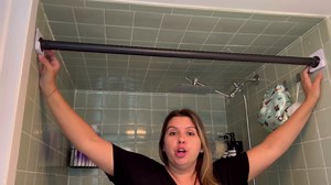 Shower Tension Rod Holders | Adhesive Shower Curtain Rod Mount Retainer for Tile | No Drilling | Stick On | 2 Pack, (Shower Curtain Rod Not Included) Black Small