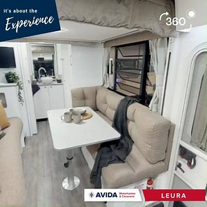 46 reactions · 11 comments | Take a 360°sneak peek of our Leura model. Enjoy the ample lounge area with a table for dining. Dropdown your electric roll down bed for sleeping. The kitchen is behind the cab on the driver's side and the bathroom with shower and toilet facilities is at the rear of the motorhome. Want to know more? Click this link and experience more with our full virtual 3D tours: https://hi.switchy.io/1aYA | Avida RV | Facebook