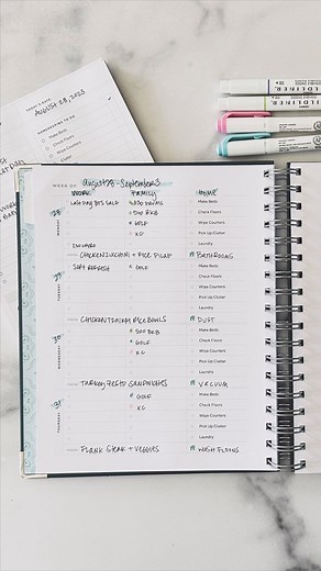✨How I Plan the Upcoming Week in Less than 15 Minutes ✔️plan meals ✔️use categories - I use work, family, & home ✔️add activities & appointments ✔️add home tasks I use the Homekeeping Planner to plan all things family, home, and work. Taking a couple minutes to plan the week ahead is a huge time and sanity saver. We know what nights are busy so we can plan meals and shop ahead and I know what to clean and when to clean it. Love having those decisions made for me, especially on busy weeks! Featur