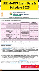 1.8K views | National Testing Agency (NTA) Joint Entrance Examination (JEE (Main) 2025 Exam Date and Schedule #NationalTestingAgency #NTA #JointEntranceExamination #JEEMain2025 #JEEMianexamdate2025 #JEEExamschedule2025 | E Education Patrika | Facebook