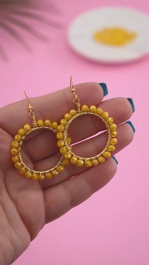 3.1K views · 90 reactions | DIY Beaded Crystal Earrings - Yellow & Gold Wire Wrapped Barbie Jewelry Design #reels #jewellery | Top Trailer | Facebook