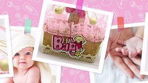 Mini Baskets: Baby Girl Shower Favors for Candy, Prizes, and Gifts - Pink Party Favor Boxes with Sheer Drawstring Bags - 6 Pack Word Baby